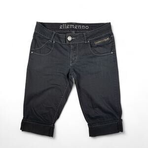 y2k Ellemenno Black Capri Jeans Cuffed 33 Inch Waist Vintage Mervyns